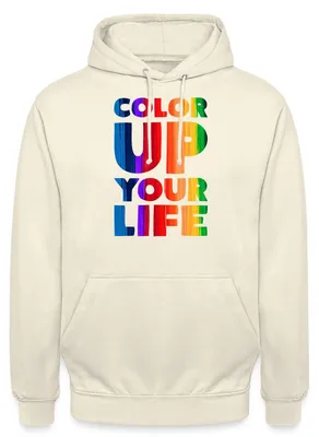 Produktbild von Spreadshirt Color Up Your Life Regenbogen Typografie Uni Hoodie, S, Vanille-Milchshake