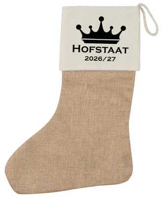 Produktbild von Huuraa Weihnachtsstrumpf Hofstaat 2026/27 Krone Schützenfest Beige Jute Kaminstrumpf Geschenkidee