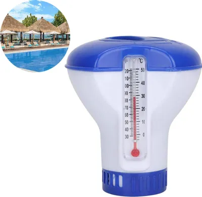 Produktbild von Chlordosierschwimmer mit Thermometer für Pools – Blau