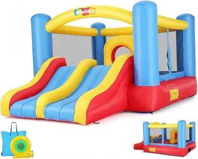 Imagen del producto de Castillo hinchable para niños de 3 a 6 años y de 8 a 12 años, grande, con inflador