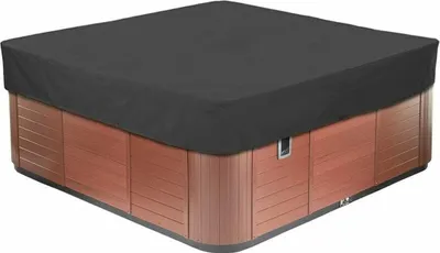 Produktbild von Quadratische Garten-Whirlpool-Abdeckung, 210D Oxford-Gewebe, Schwimmbadabdeckung, staubdicht, UV-best?ndig, mehrere Gr??en zur Auswahl, Schwarz, 231 x 231 x 30 cm