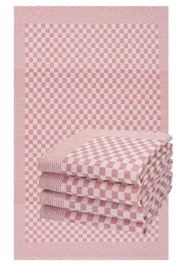 Produktbild von Betz 5er Set 50x100cm Küchentuch Baumwolle Meinor Grubentuch strapazierfähig und saugstark trocknergeeignet - Gastronomiequalität - Geschirrtücher rot