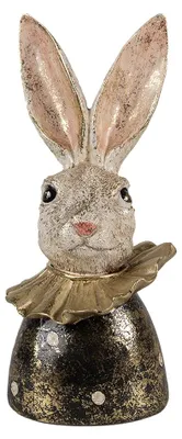 Image de Clayre & Eef Figurine Lapin 23 cm Blanc Doré Polyrésine