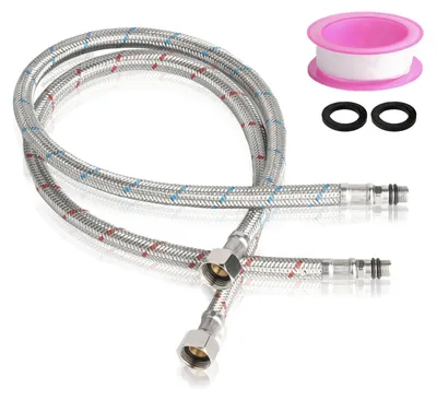 2 flexible Edelstahlschläuche 60 cm 3/8" für Mischbatterie