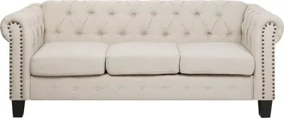 Produktbild von BELIANI Sofa Beige Polsterbezug 3-Sitzer Chesterfield Stil Klassisch Wohnzimmer