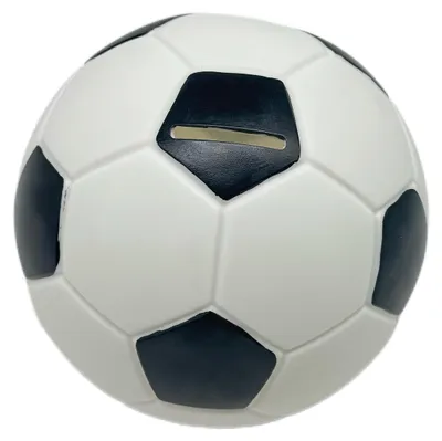 Fußball-Sparschwein, Ø 15 cm, Kunstharz, schwarz-weiß