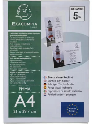 Image de Exacompta 30x Porte-visuel incliné vertical A4 Cristal 84058D