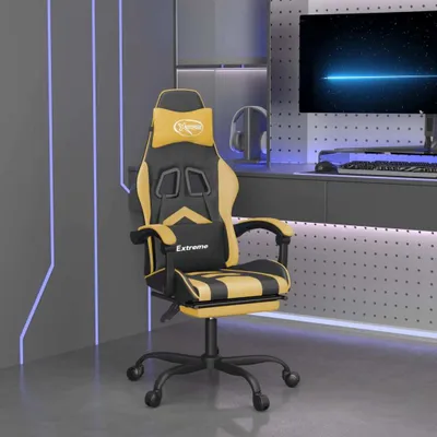 Produktbild von Möbel Gaming-Stuhl mit Fußstütze Drehbar Schwarz & Golden Kunstleder - Bürostühle 349605