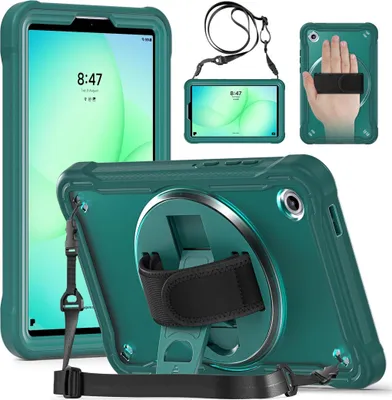 Immagine prodotto di Custodia per Samsung Galaxy Tab A11 Anello a 360 gradi con maniglia e tracolla verde