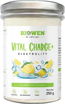 Obrázok produktu pre ELEKTROLYTY PRÁŠOK VITAL CHARGE+ S CITRÓNOVOU PRÍCHUŤOU 250 g - KONOPOVANIE (BIOWEN)