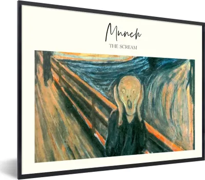 Produktbild von MuchoWow® Gerahmtes Poster Kunst - Munch - Der Schrei 40x30 cm - Poster mit Schwarzem Bilderrahmen Wandposter Rahmen Foto Bilder - Kunstposter - Wanddekorationen