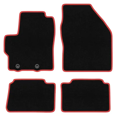Produktbild von Velours-Fußmatten für Toyota Yaris IV 2020- (Schrägheck) – 4-tlg, Schwarz/Rot, passgenau – Wielganizator CARLUX
