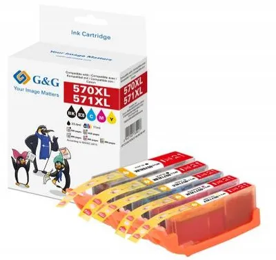 Zdjęcie produktu dla G&G 14791, Wysoka (XL) wydajność, Czarny, Cyjan, Purpurowy, Żółty, 5 szt., Multipak