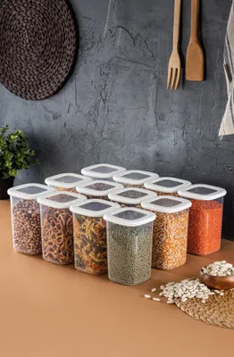 Produktbild von Hermia Concept, BNMPOLYWS12-12, Vorratsdosen, Aufbewahrungsboxen-Set (12-teilig), Weiß, Plastik, 10 x 10 x 16,5 cm
