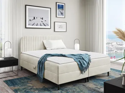 Obrázek produktu pro Kontinentální manželská postel 180x200 NEWSOMS 1 - ecru + topper