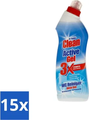 Produktbild von At Home - Clean - Aktiv-Gel - WC-Reiniger - Extra Kraftvoll - 750 ml - Vorteilspack - 15 Stücke