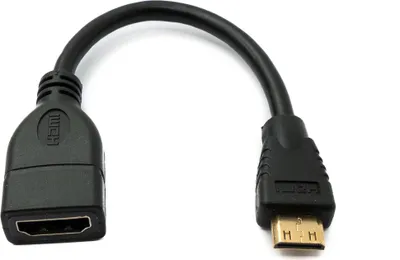 Produktbild von SYSTEM-S HDMI 1.4 Kabel 17 cm Mini Stecker zu Standard Buchse Adapter in Schwarz