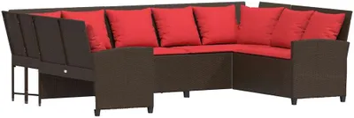 Produktbild von vidaXL Gartensofa mit Kissen Braun Poly Rattan