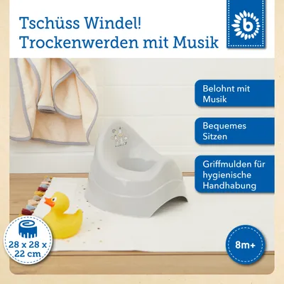 Produktbild von Bieco Töpfchen mit Musik | Töpfchen für Kinder ab 1 Jahr | Baby Toilette | Potty Training Toilet | Abhaltetöpfchen Baby Töpfchen für Kinder ab 2 Jahre Klo für Kinder Toiletten Kindertöpfchen