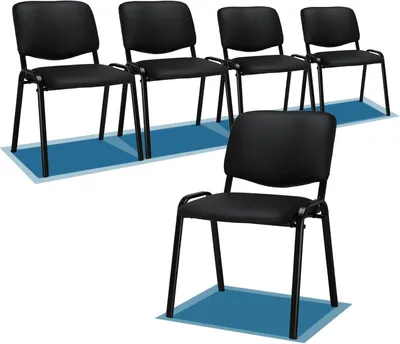 Produktbild von 5 Stück Besucherstuhl,stapelbare Gaststühle, PU, Stahlrahmen, 55×40.5×77 cm, Tragfähigkeit 150 kg, schwarz