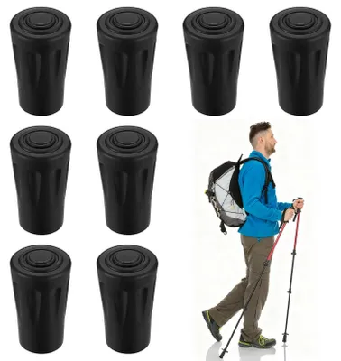 Zdjęcie produktu dla 8 sztuk nakładek na końcówki kijków do Nordic walking, trekking, z gumy, chroniące przed uszkodzeniami