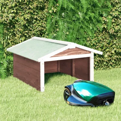 Produktbild von vidaXL Roboter-Rasenmäher Garage 72x87x50 cm Mocca Weiß Tannenholz