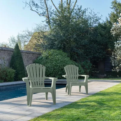 Image de Lot de 2 Fauteuils Adirondack de jardin en résine empilables Vert
