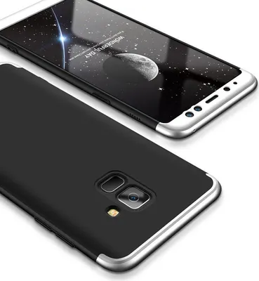 Produktbild von Hülle für Samsung Galaxy A8 360 Grad Schutz mit Displayglas Schutzglas Bumper Cover Galaxy A8 Farbe: Schwarz, Silber