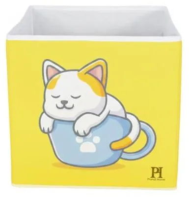Produktbild von Prendi Home Aufbewahrungsbox 30x30x30 cm faltbar – Kinderzimmer Stoffbox Motiv Schlafend Katze