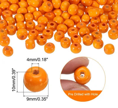 Produktbild von 600 Stk. Gro?loch-Holzperlen Haarzopfperlen, Unvollendete natš¹rliche Fassholz-Abstandshalterperlen fš¹r Bastelarbeiten Haar Makramee Schmuckherstellung, Orange (10 x 9mm, 4mm Loch)