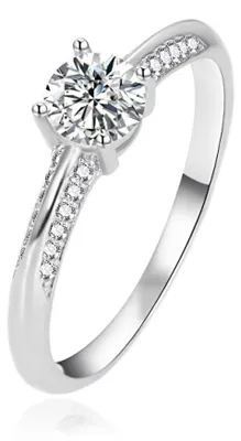 Produktbild von Silberner Verlobungsring mit Zirkonia AGT-R14W - Umfang: 54 mm.