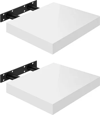 Produktbild von 2er-Set Wandregal Wandboard freischwebend Schweberegal Holz Board : weiß 30x22.9x3.8cm Farbe: weiß Größe: 30x22.9x3.8cm