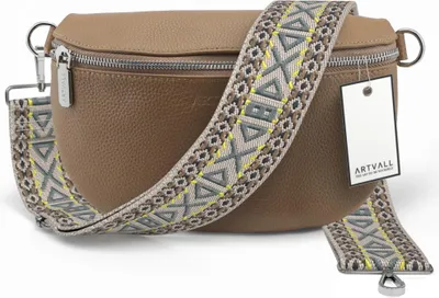 Produktbild von ARTVALL - Umhängetasche aus Leder, Klein mit verstellbarem Schultergurt, abnehmbares Taschenband, Crossbody Bag in Hellbraun