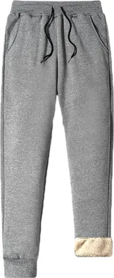 Produktbild von ASKSA Herren Winter Jogginghosen warme Mit Fleece-Innenseite Lange Hose Kordel Trainingshose Sweatpants mit Taschen