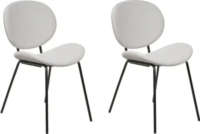 Produktbild von BELIANI Esszimmerstuhl 2er Set Hellgrau Samtstoff mit Rückenlehne Schwarzen Metallbeinen Modernes Retro Design für Esszimmer Wohnzimmer Ausstattung
