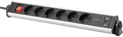 Productafbeelding van Digitus DA-70624 DIGITUS 6-fach Office-Steckdosenleiste mit 3xUSB-Anschlüssen