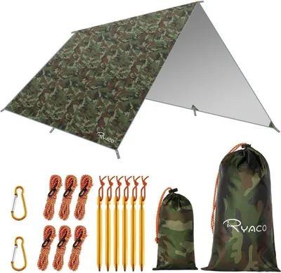Obrázek produktu pro RYACO Plachta 3x3 m Voděodolná plachta Ultralight s oky a lany