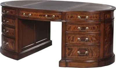 Obrázok produktu pre Casa Padrino luxusný partnerský stôl hnedý / zelený 180 x 102 x v. 76 cm - mahagónový dvojitý stôl s 18 zásuvkami