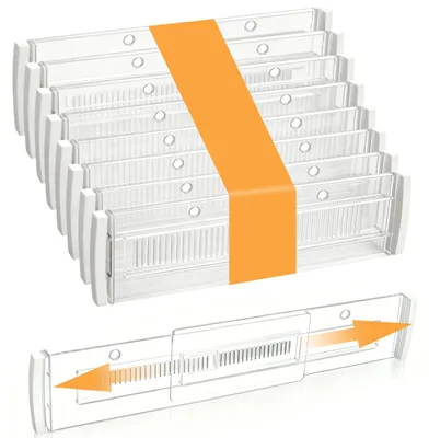 Schubladenverdeler 8 Stück, verstellbar 28,5–50,5 cm, durchsichtig
