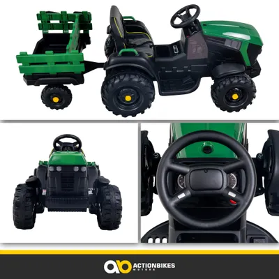 Produktbild von Actionbikes Motors Traktor mit Anhänger | Kinder Elektrotraktor - Kindertraktor - Kinderauto elektrisch - Bulldog - Fernbedienung - ab 3 Jahre (Grün)