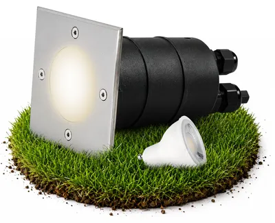Produktbild von SSC-LUXon MADON LED Bodeneinbaustrahler Aussen IP67 - mit LED GU10 Leuchtmittel 3W neutralweiß - Bodenlampe für Garten befahrbar & trittfest