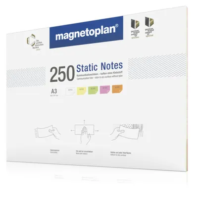 Immagine prodotto di Magnetoplan 11250310 Static Notes, 250 pezzi assortiti DIN A3