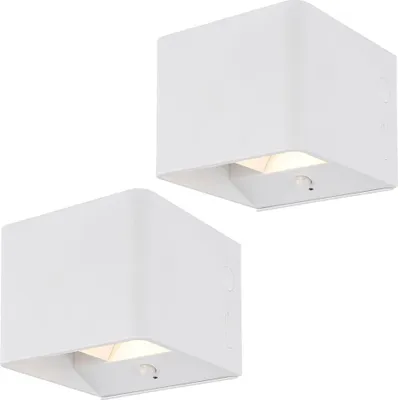 Produktbild von 2x LED Wandleuchte, Innen, Up & Down, Akku, Bewegungsmelder, H 8 cm