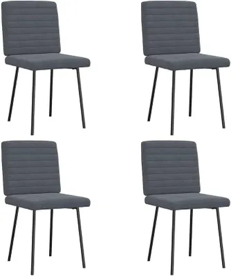Imagen del producto de Juego de 4 sillas de comedor, tapizadas en terciopelo color gris oscuro, para cocina, con estructura de metal