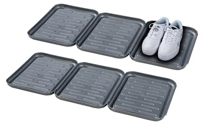 Produktbild von Schuhabtropfschale 6er Set - je 27 x 35 cm - Kunststoff - Grau - Schuhwanne mit erhöhtem Rand - Schuhablage Schuhtablett Abtropfschale