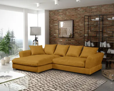 Produktbild von Ecksofa Couchgarnitur TIZIAN in Stoff Salvador Honiggelb Ottomane Links
