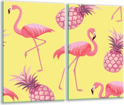 Produktbild von Herdabdeckplatten 2 teilig 30x52 Glaskeramikfeld Abdeckung Glas Flamingo