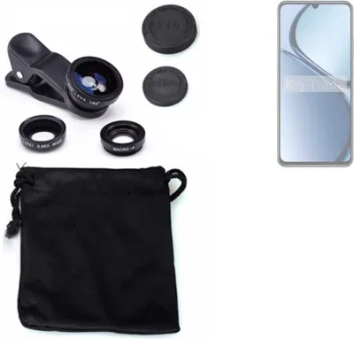 Produktbild von K-S-Trade Smartphone Kamera Linsen Set Kompatibel mit Realme C65s 3in1 Clip-On Kamera Adapter Macro Weitwinkel FishEye Fischauge Objektiv Linse