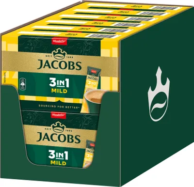 Produktbild von JACOBS Löskaffee 3in1 MILD 12 x 10 Sticks löslicher Kaffee Instantkaffee