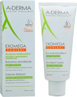 Produktbild von A-Derma Exomega Control Emollient Balsam, 200 ml - Intensiv Feuchtigkeitsspendende Hautpflege mit Hafer-Extrakt